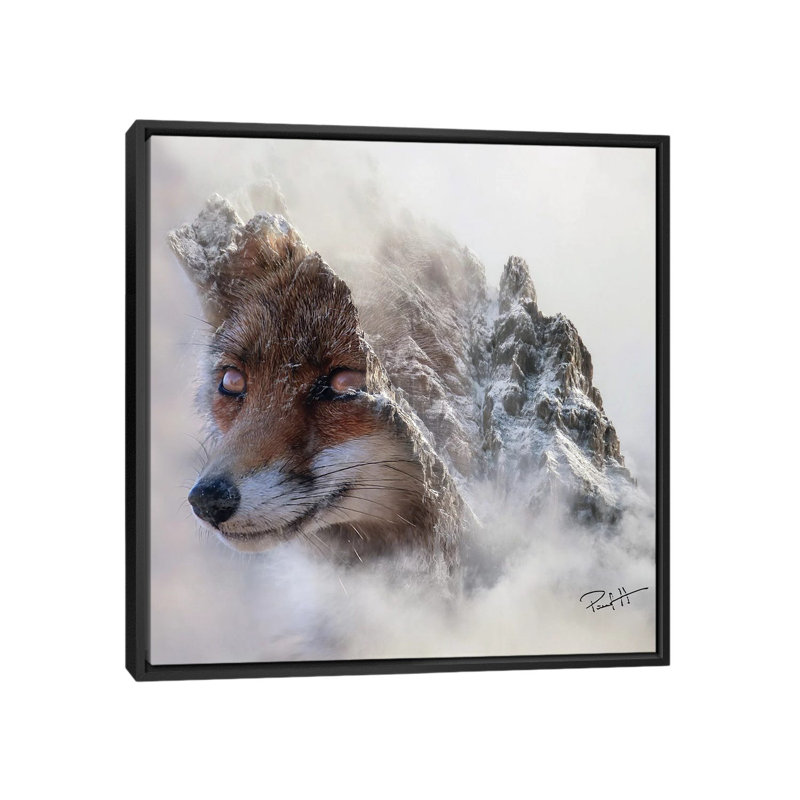Mountain Fox 1 Piece Wall Art on Canvas, 45.72 cm H x 45.72 cm W, Black Framed
