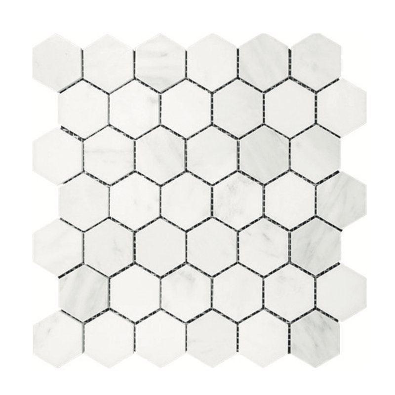 Carreau de mosaïque en marbre nid d'abeille pour mur et plancher Eastern White 2 po x 2 po, Poli