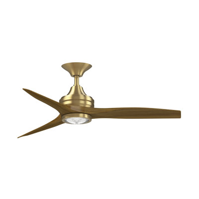 Spitfire 48 inch Indoor/Outdoor Ceiling Fan with LED Light Kit - Brushed Satin Brass with Koa blades