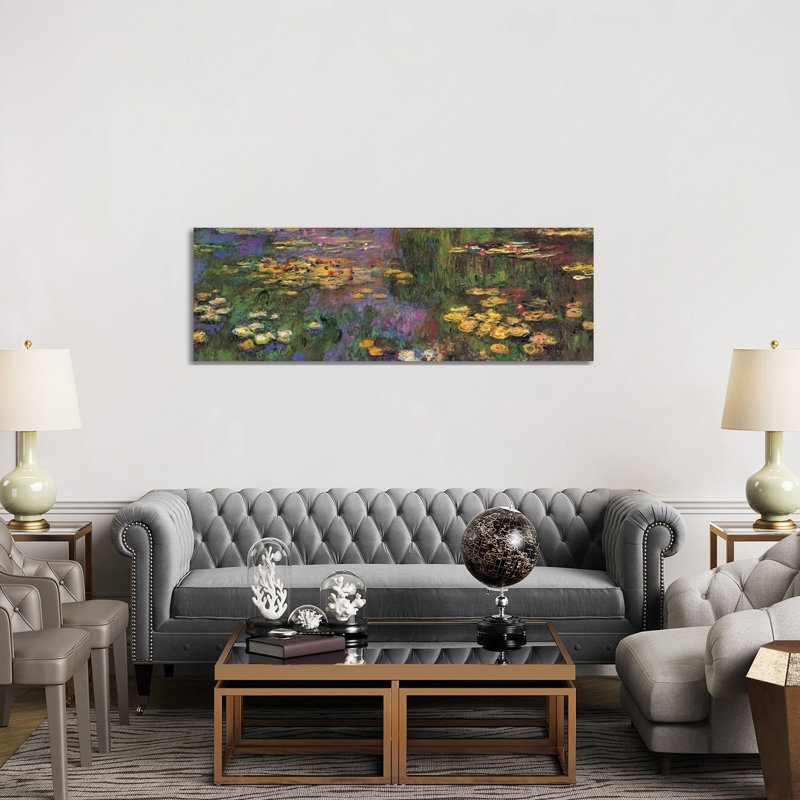 Water Lilies by Claude Monet - Wrapped Canvas Panoramic Painting, 152.4 cm H x 50.8 cm W x 1.91 cm D