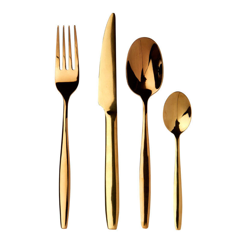 Cornman 16 Piece Stainless Steel Cutlery Set, Antique Gold