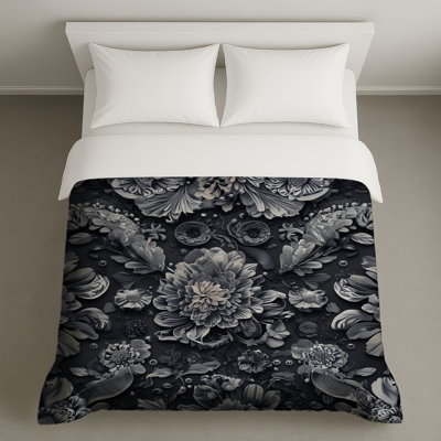 Monochrome Floral Arrangement Duvet Covers