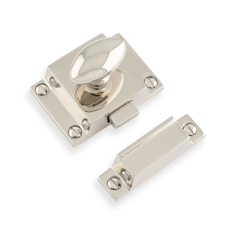Oval Turn Cabinet Latch in Multiple Finishes, Polished Nickel