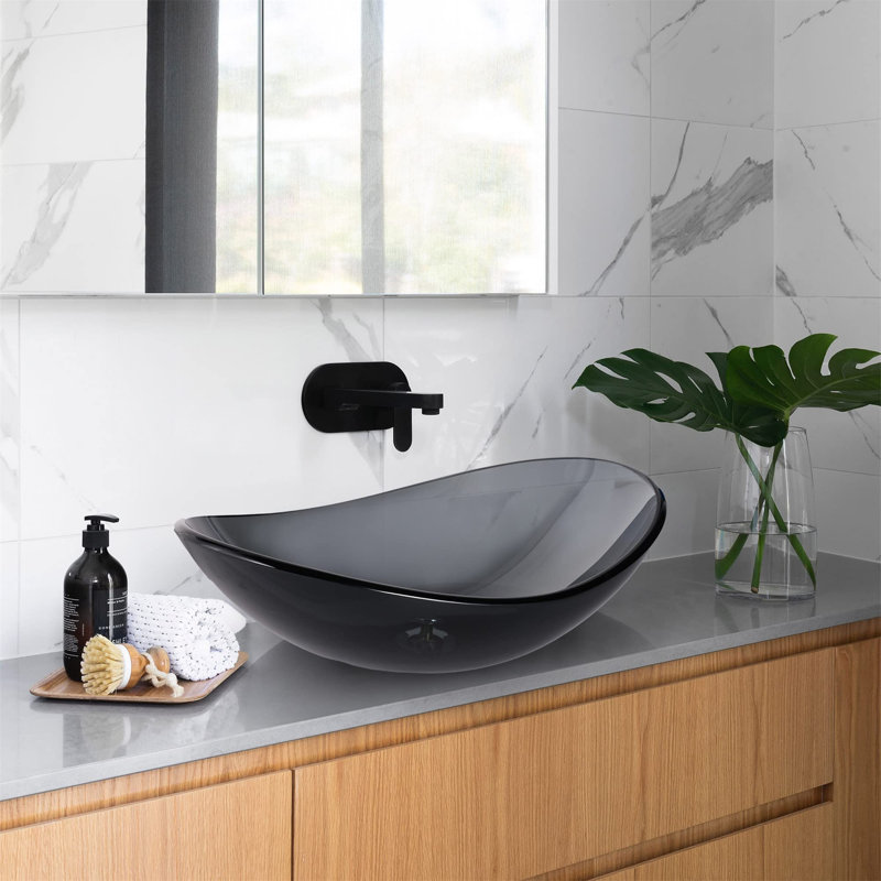 Meuble-lavabo ovale en verre trempé Aquaterior
