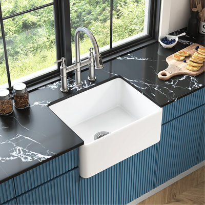 White Undermount Deep Apron Sink - Ceramic Kitchen 18"X10"X24", 58Lb 24"X18"X10",