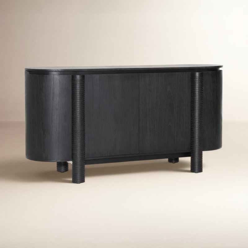 Stefan 63" Wide Sideboard, Black, Black