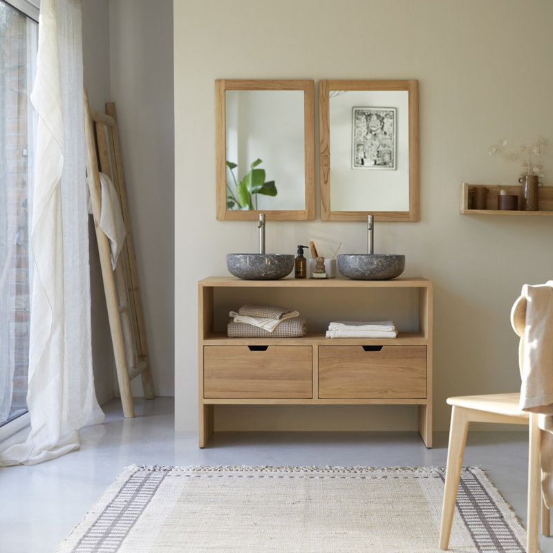 110cm Double Bathroom Vanity Base Only in Natural