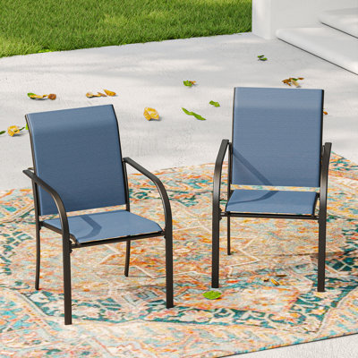 Oligert Metal Outdoor Stackable Dining Armchair by Winston Porter