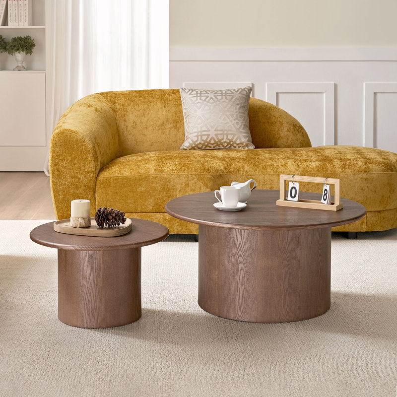 Wooden Round Coffee Table Set(Set Of 2)