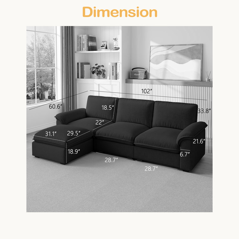 Canapé modulaire Cloud Couch For L, Chenille noir
