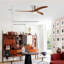Ventilateur de plafond encastré de 52 po, ventilateur de plafond à 3 pales en bois massif avec lumières à télécommande, moteur à courant continu silencieux, ventilateur de plafond réversible à 6 vitesses pour le salon, la chambre à coucher, le bureau et l'intérieur.-233635295-233635292