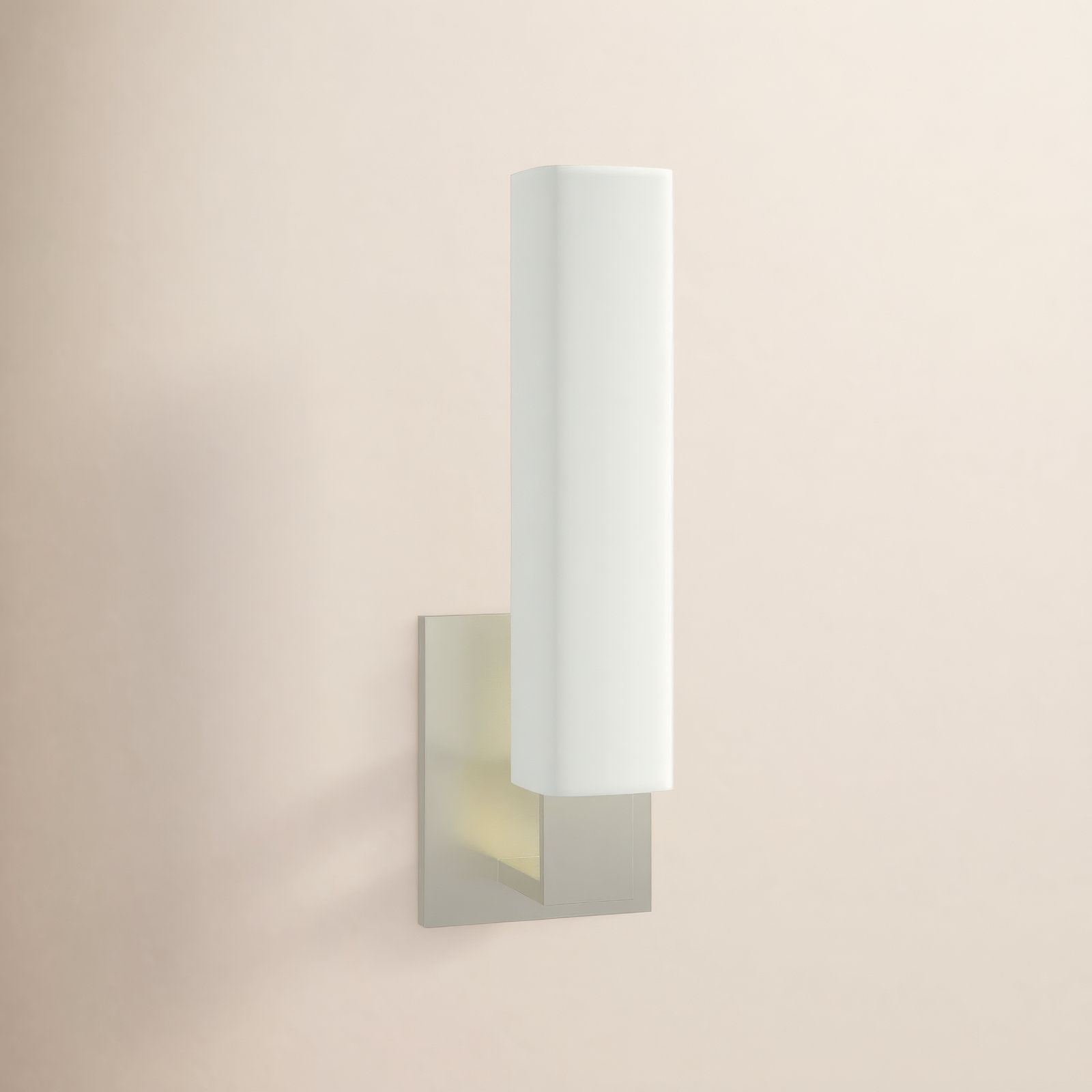 Trenton Single Light Glass Dimmable Armed Sconce, Satin Nickel