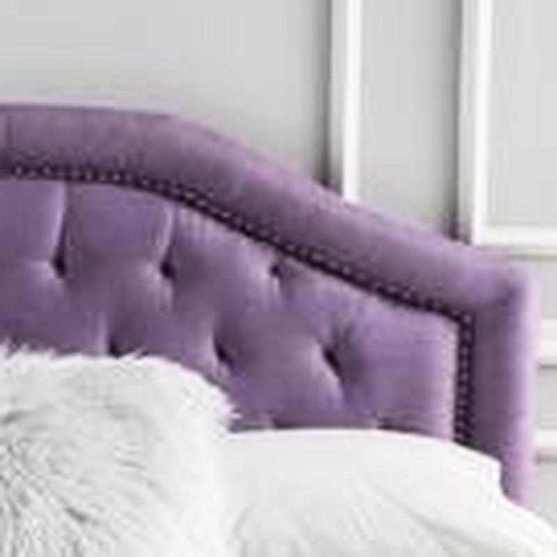 Headboard For Bed - Contemporary Style With Upholstered Pattern And Cool Nailhead Accents Fabric Bedroom Modern Design Button Tufting Charming Details
