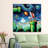 Super Mario Themed Abstract Art on Cotton Canvas Featuring Starry Night Scene with Modern Twist-171169566