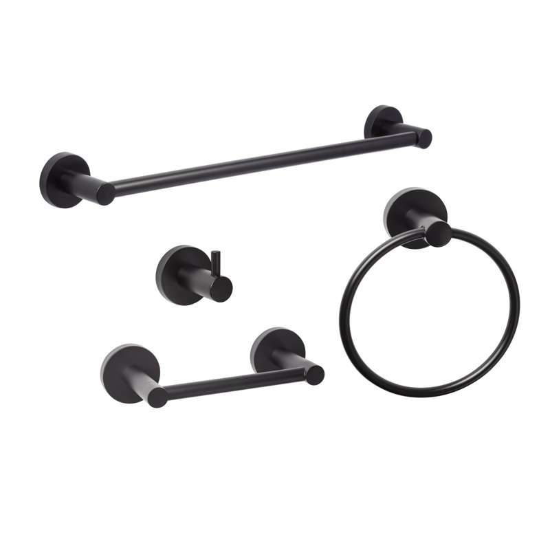 Lugano Series Bath Set, Two Post Pivot, Flat Black