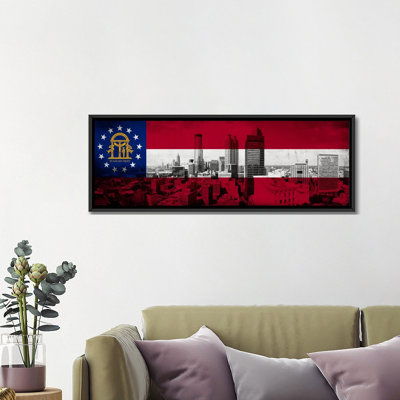 Georgia Flag, Panoramic Atlanta Skyline Grunge by iCanvas - Panoramic Gallery-Wrapped Canvas Giclée Print