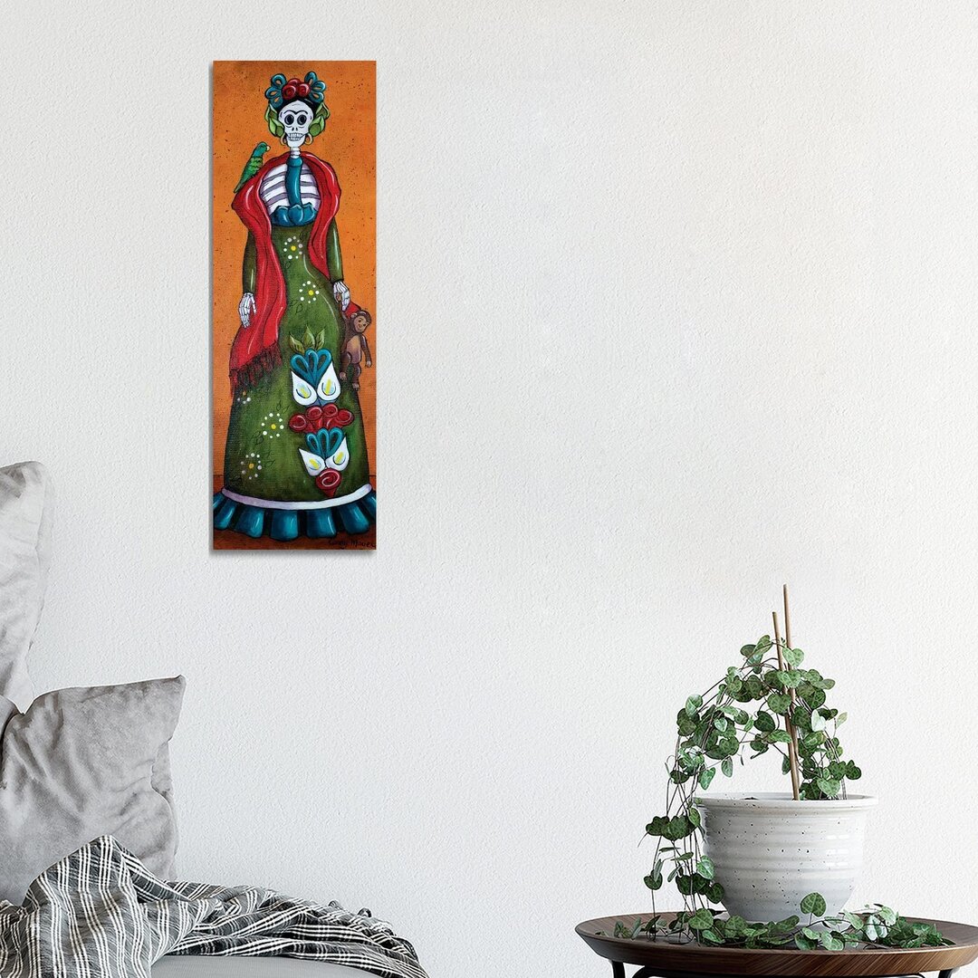 Leinwandbild - Gemälde „Frida with Monkey” von Candy Mayer