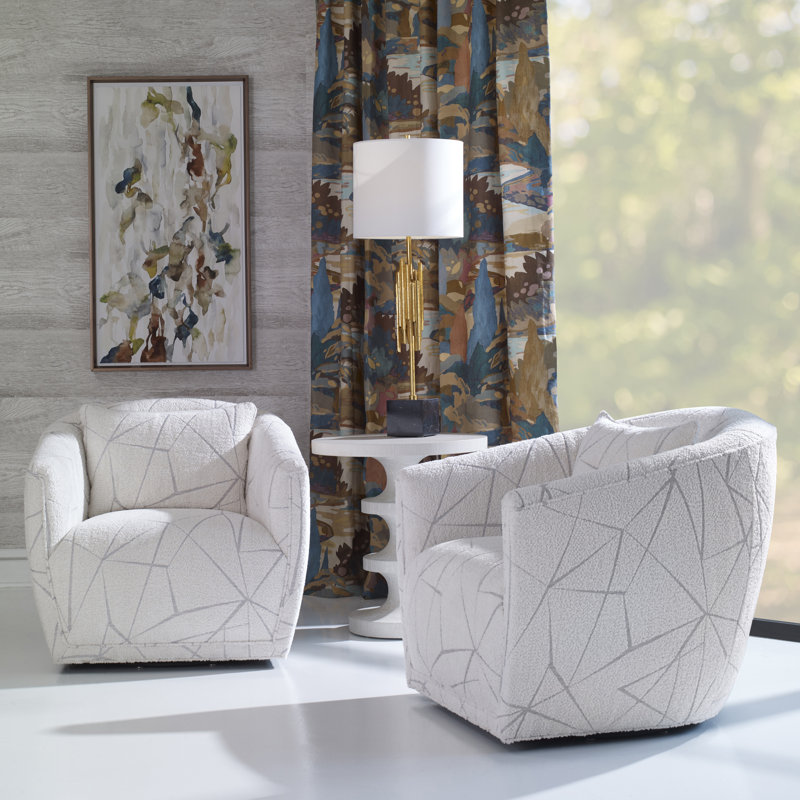 Jasper Swivel Barrel Chair, Maya Cyan Polyester Blend