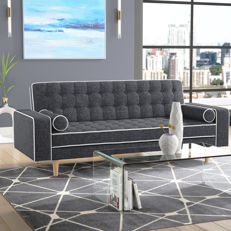 Farias King 88'' Upholstered Convertible Sofa, Gray