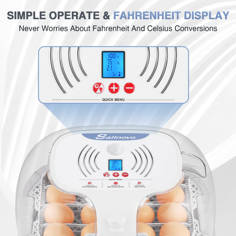 Incubateur d'œufs de poule Daise pour jusqu'à 16 œufs, Bleu / blanc