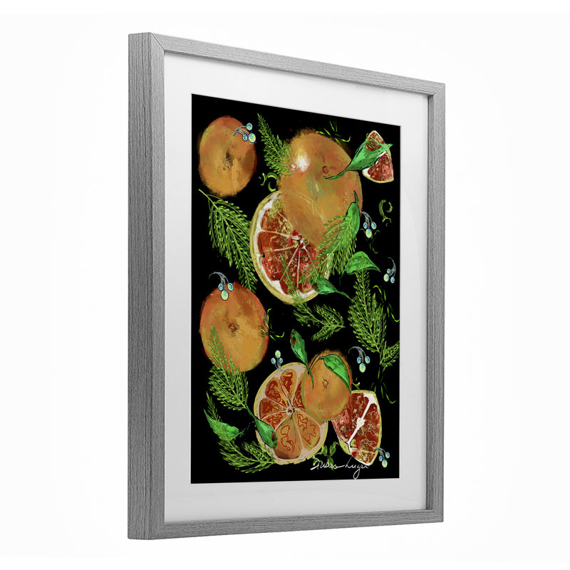 «Grapefruit & Ferns Medley», reproduction sous verre encadrée, conception de Susan Lugar, H 21 po x l 17 po
