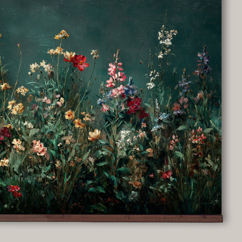 Art mural botanique surdimensionné avec fleurs sauvages, H 45 po x l 73 po