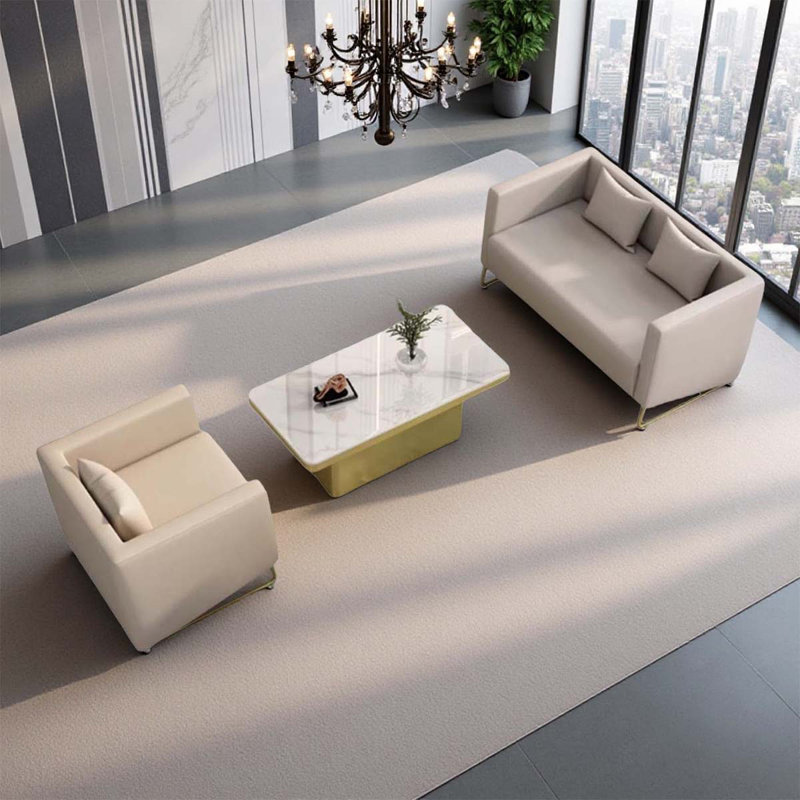Ensemble de canapé de réception moderne et minimaliste (siège double + siège simple + table basse rectangulaire)
