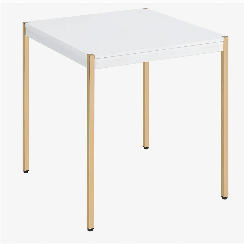 White and gold square end table