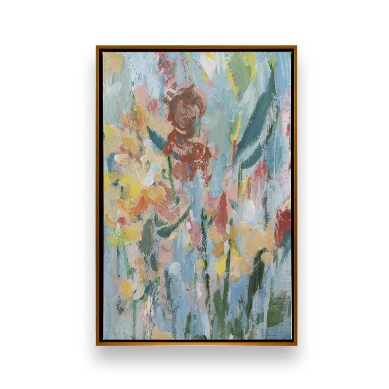 «Impressionist Floral Abstract I» par Ethan Harper, reproduction d'art, «Floater», reproduction encadrée sans passe-par, Doré