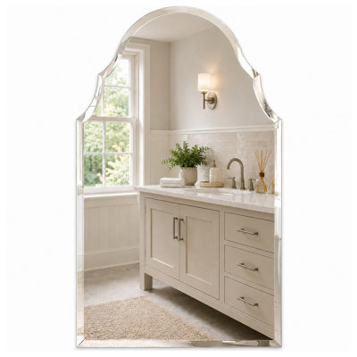 Arch Frameless Beveled Bathroom Wall Mirror for Vanity
