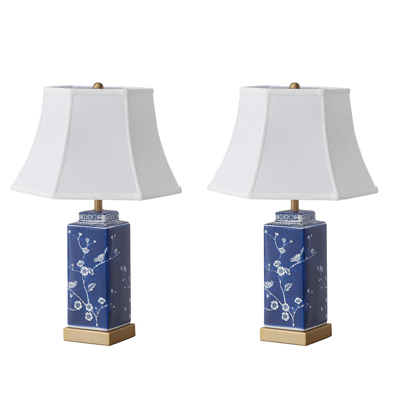 24" Ceramic Dimmable Table Lamp Set with USB Ports & Type C