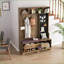 Arbre d'entrée avec banc à chaussures, portemanteau et amp; Tablettes de rangement | Blanc | Bois aggloméré + métal-1359295772