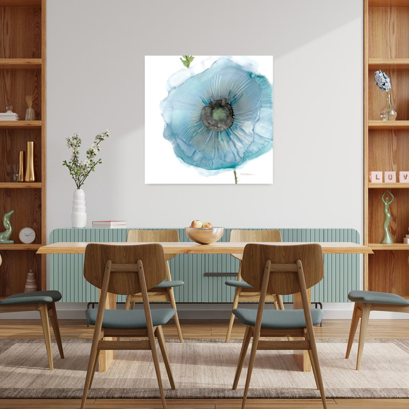 Art mural abstrait irisé bleu coquelicot II, H 36 po x l 36 po