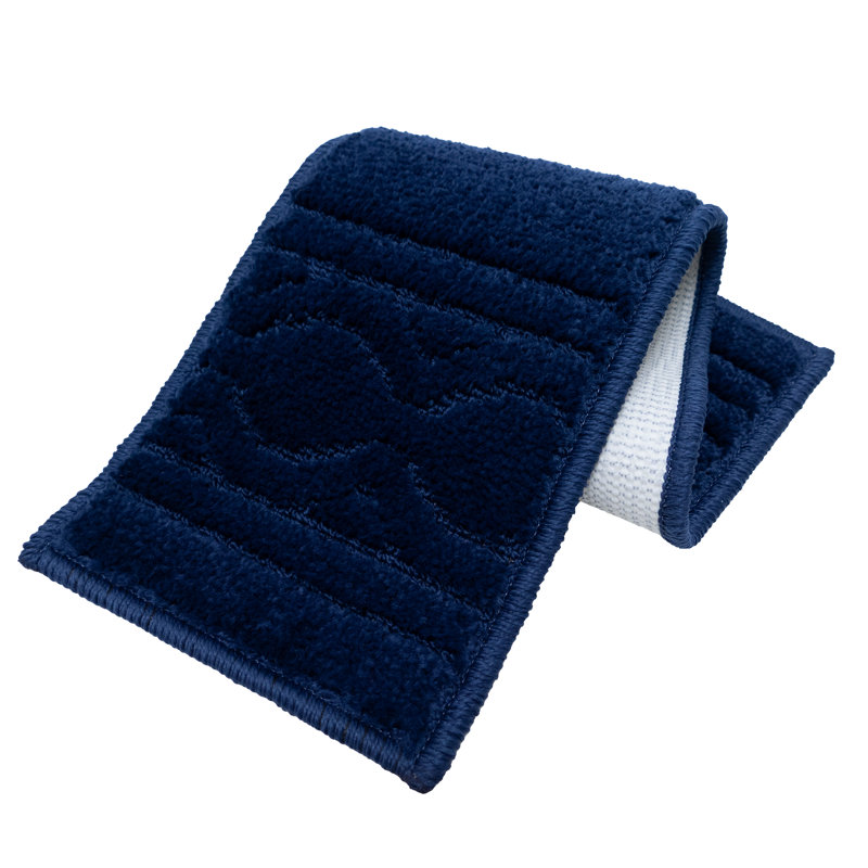 Tapis d'escalier marocain sur mesure à poils doux par Inches, Marine, Rectangle 2 pi 2 po x 8 po