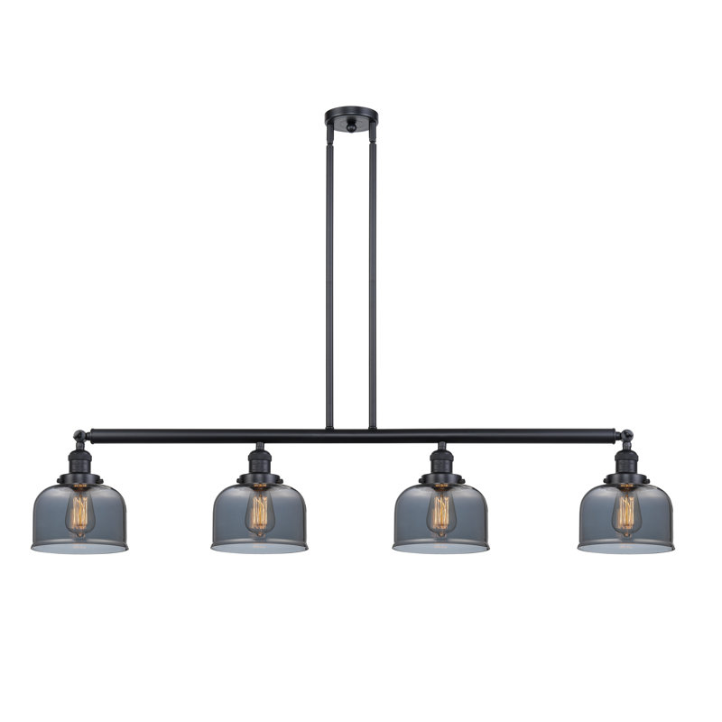 Luminaire suspendu linéaire à 4 lumières pour îlot de cuisine Lemire, H 10 po x l 52,63 po x P 8 po, Plaqué couleur fumée