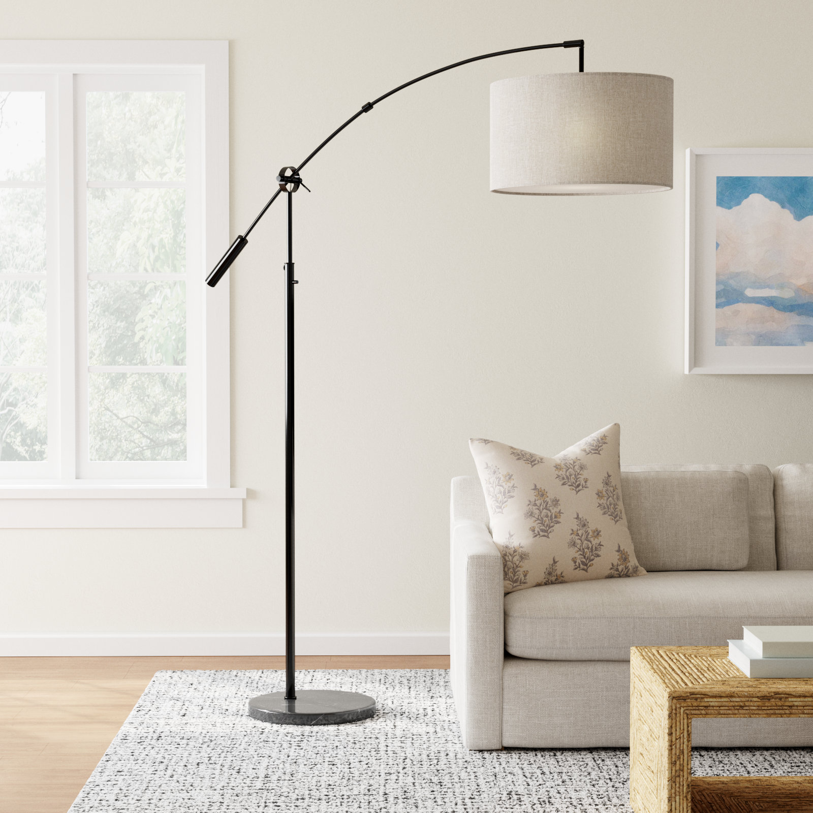 Kata 81'' Floor Lamp, Black, Beige