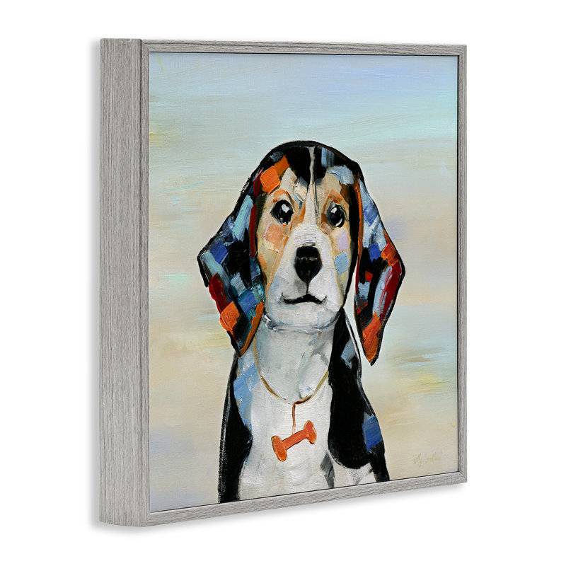 Beagle avec collier en os, estampe numérique, conception de Sally Swatland, H 12 po x l 12 po, Estampe numérique Farmhouse