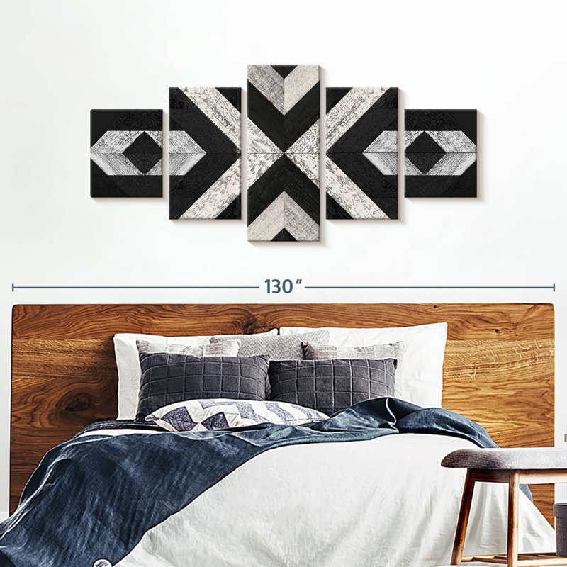 Planches de bois géométriques, reproduction sur toile, H 42 po x l 92 po x P 1,25 po