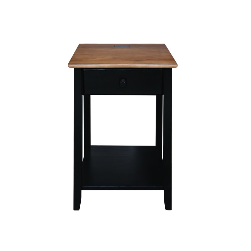 17.5'' W Solid Wood Nightstand, Black/Wood