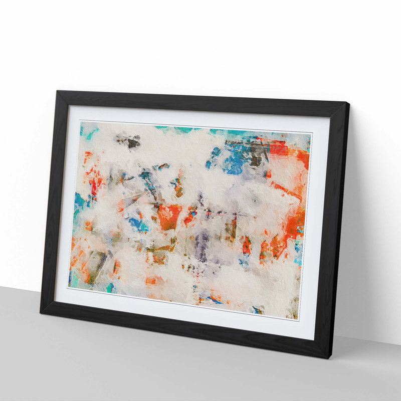 Abstract Art Painting Vol.129 by S.Johnson - Framed Print, Black Framed, 45cm H x 63cm W x 2cm D