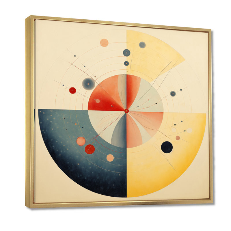 Arcane Mandala - art mural géométrique, H 16 po x l 16 po, Cadre flottant doré