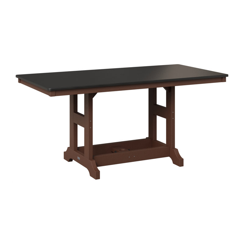 Table de salle à manger rectangulaire Berlin Garden, Brun chocolat, H 30,87 po x l 66 po x P 33 po, Noir martelé