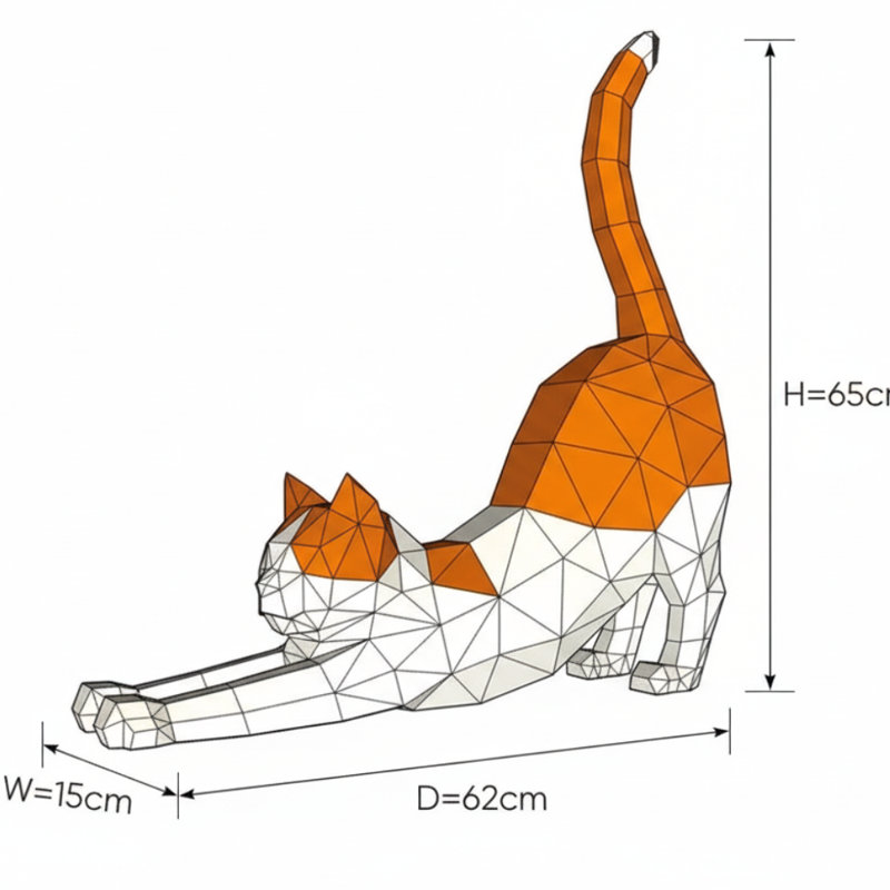 DIY Origami Stretched Cat Paper Model