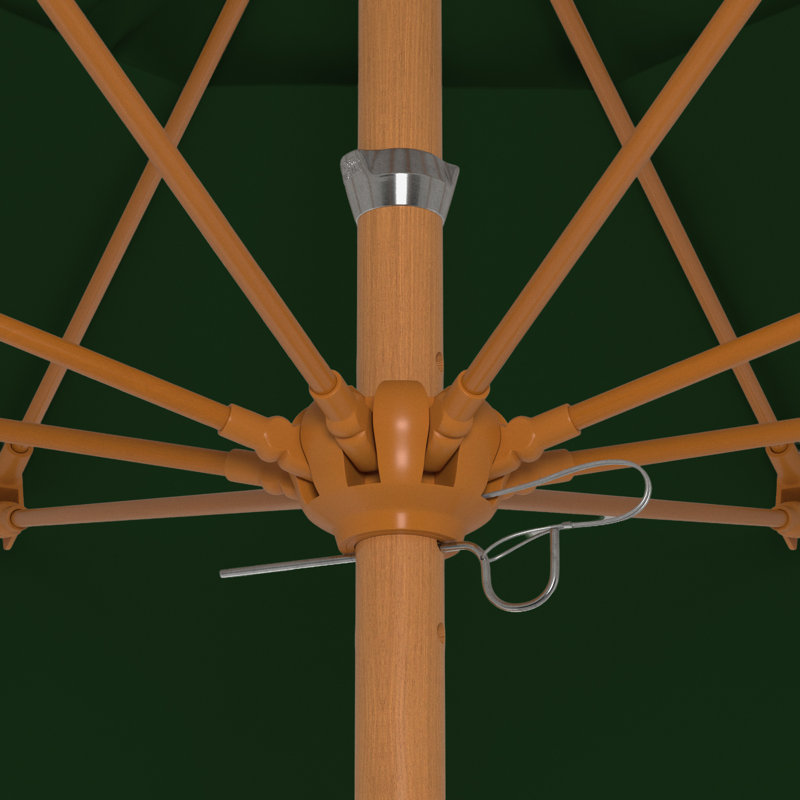 Parasol en bois de teck 9 pi, 103" H x 101" W x 101" D, Vert forêt / vert