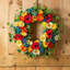 Couronne de soie jaune dahlia, saumon, astromenia, rouge Zinnia et baie-1034040991