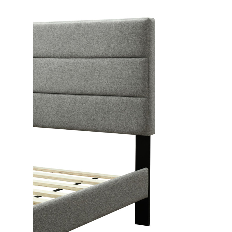 Queen Sized Channel Bed In A Box With , Gray Headboard Embrace Featuring And Design