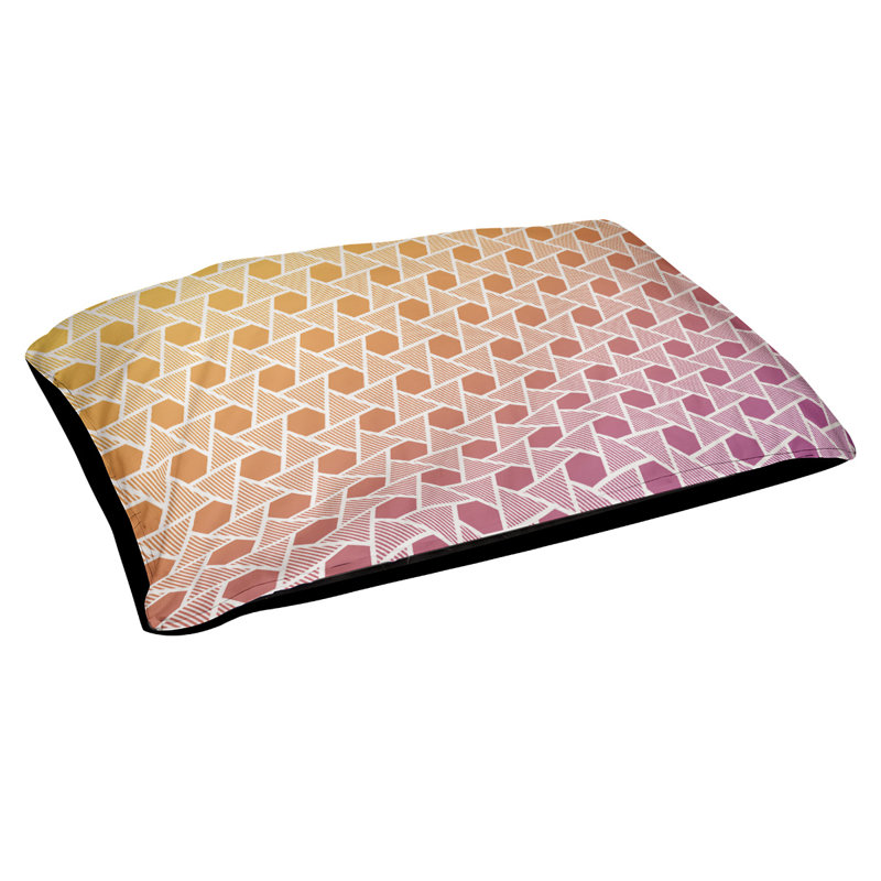 Coussin décoratif à triangles hexagonaux Rainbow, Petit (L 18 po x l 28 po), Jaune / Mauve