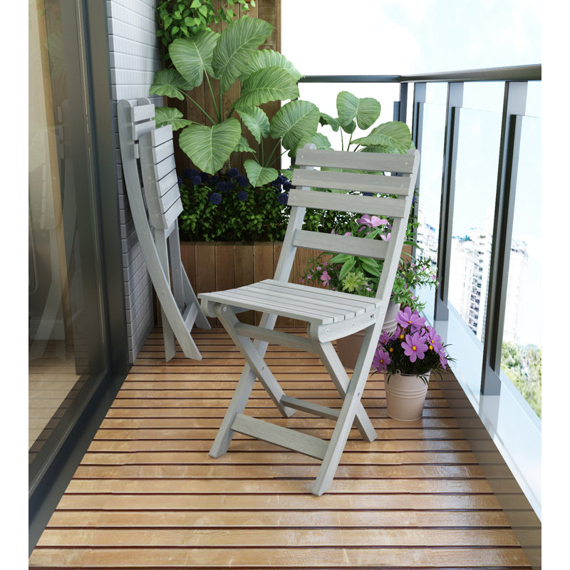 Chaise d'appoint de patio pliante en acacia