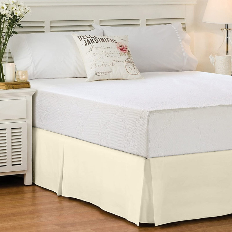 Grey Queen Brushed Microfiber Pleated Bed Skirt with 16 Inch Drop
