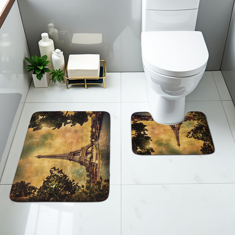  Ensemble de 2 tapis de salle de bain moutarde moutarde brune et rectangulaire